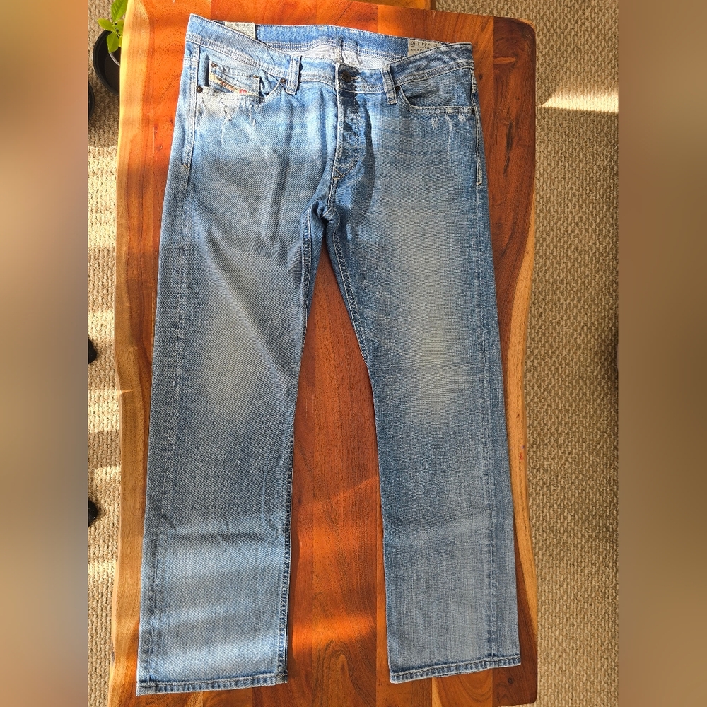 Diesel Industry Viker Jeans Men's 34x30 Blue Denim Button Fly Regular Straight.